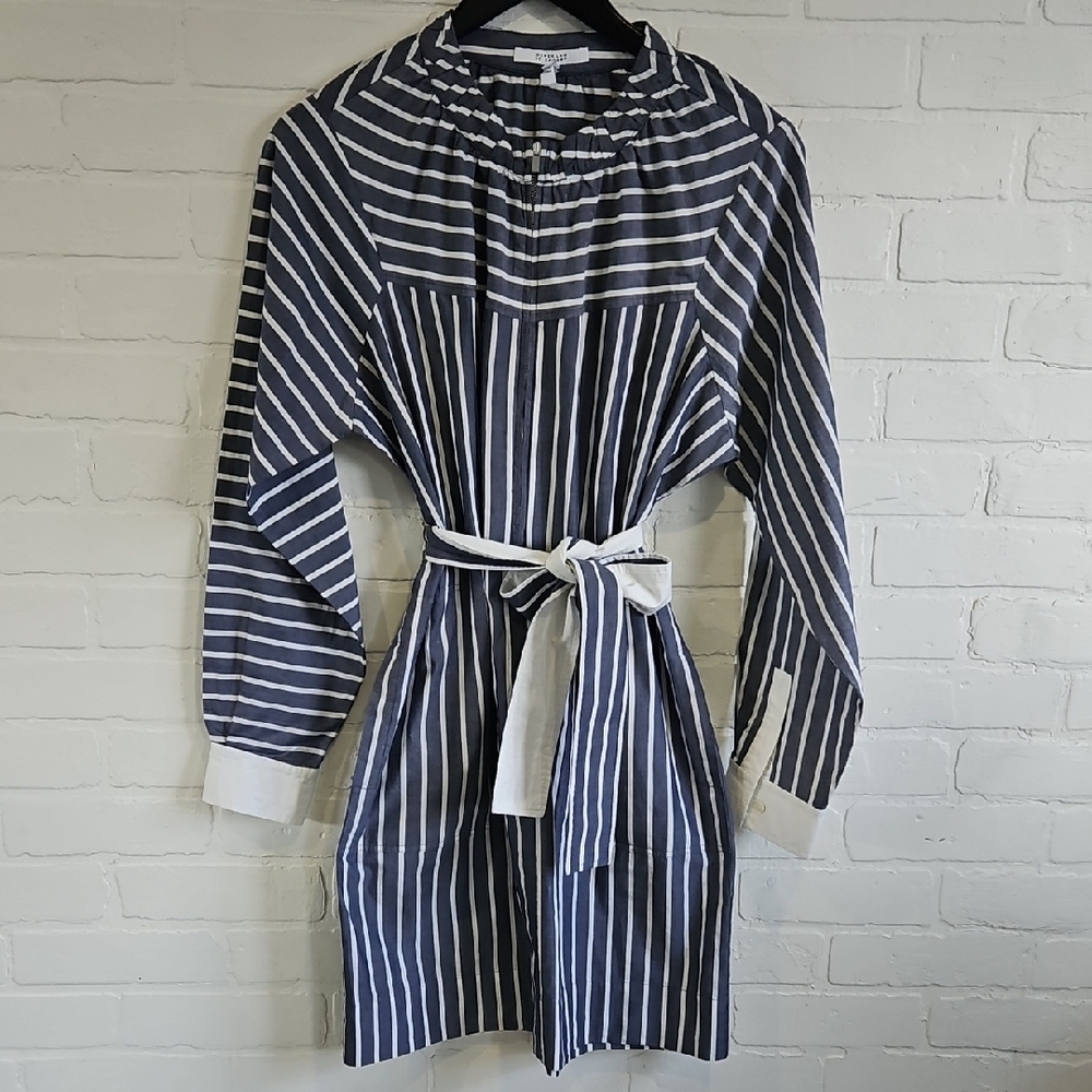 10 Crosby Derek Lam Navy and White Striped Dress